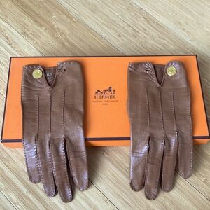 NWB Hermes Lambskin Gloves Tan 6.5